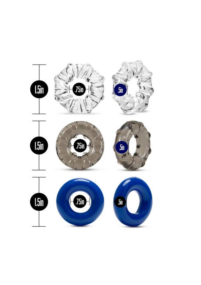 Stay Hard Triple Stretch 3 Pack Cock Rings Superior Strength