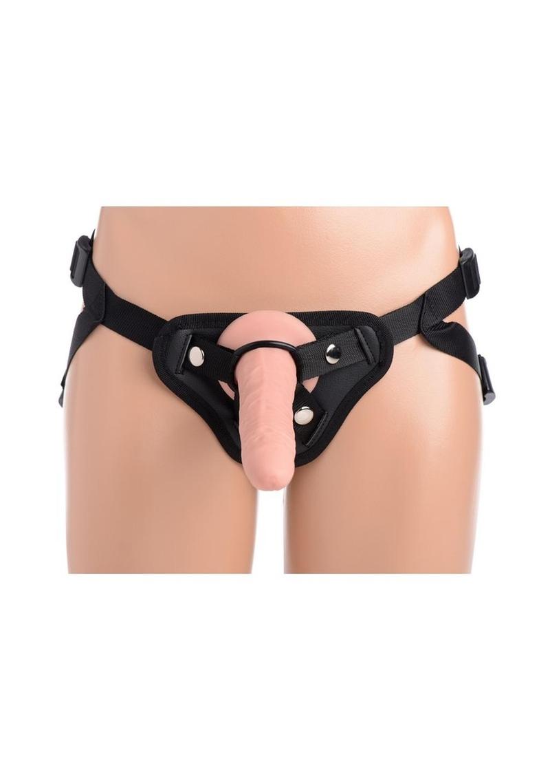 Strap U Charmed Vanilla Silicone Dildo with Adjustable Harness