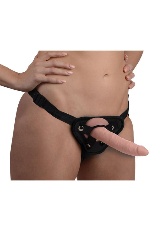 Strap U Charmed Vanilla Silicone Dildo with Adjustable Harness