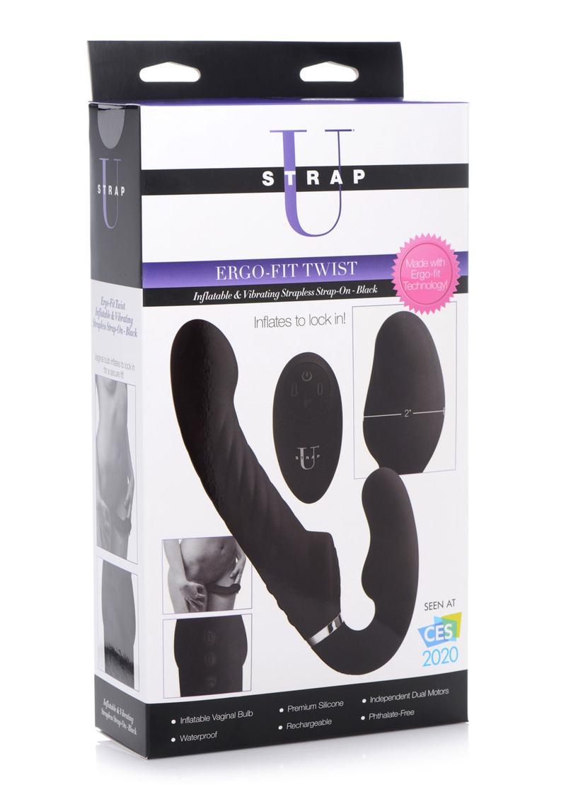 Strap U Ergo-Fit Twist Inflatable and Vibrating Strapless Strap-On