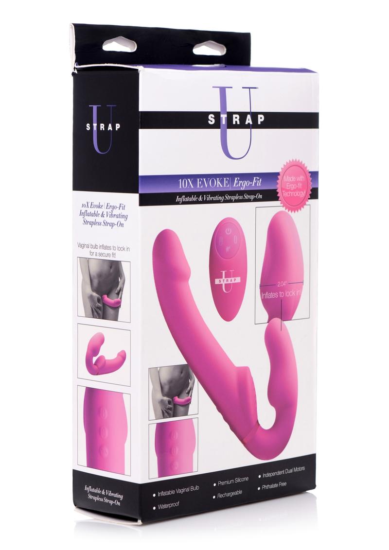 10X Evoke Ergo Fit Inflatable and Vibrating Strapless Strap On