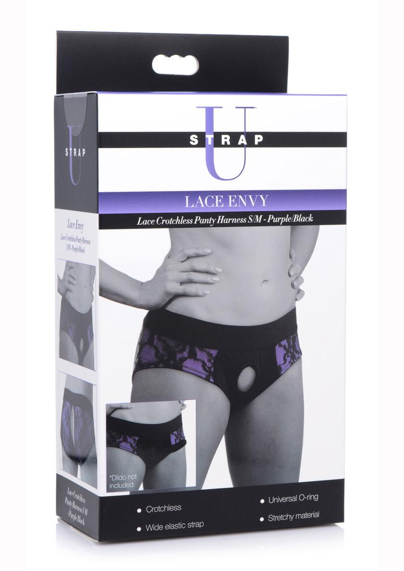 Strap U Lace Envy Crotchless Panty Harness - Small/Medium