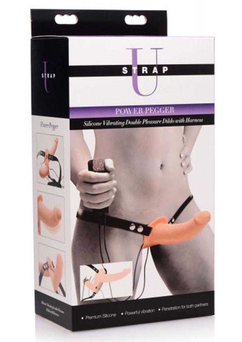 Strap U Power Pegger Silicone Vibrating Double Pleasure Strap-On