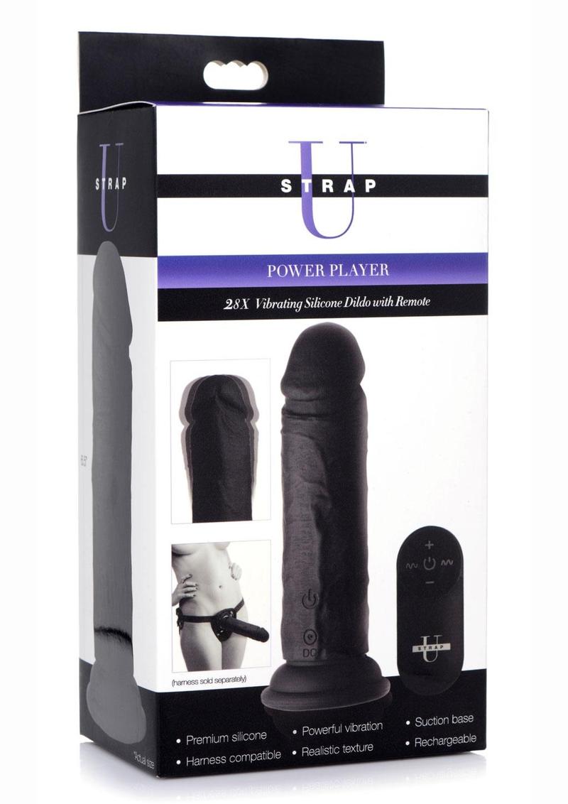 Strap U Power Player 28X Rechargeable Silicone Vibrating Dildo