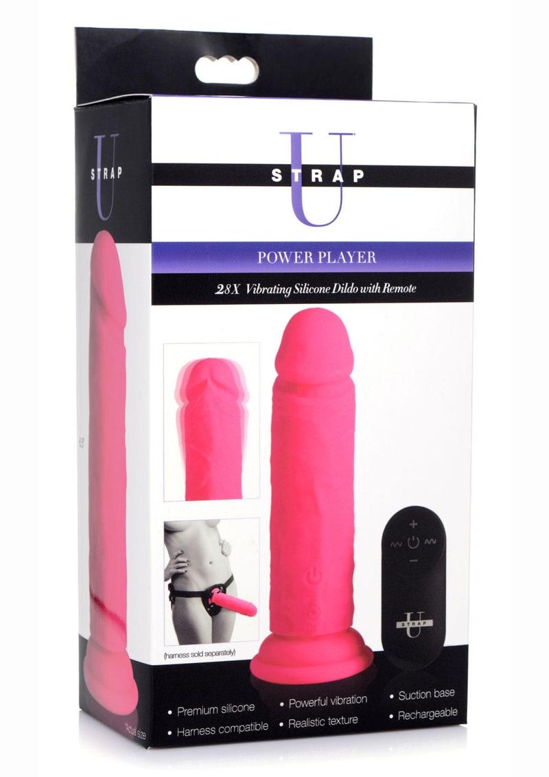 Strap U Power Player 28X Rechargeable Silicone Vibrating Dildo