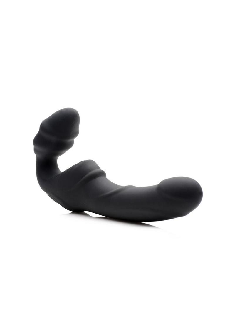 U Strap Slim Rider Ribbed Silicone Rechargeable Strapless Strap-On