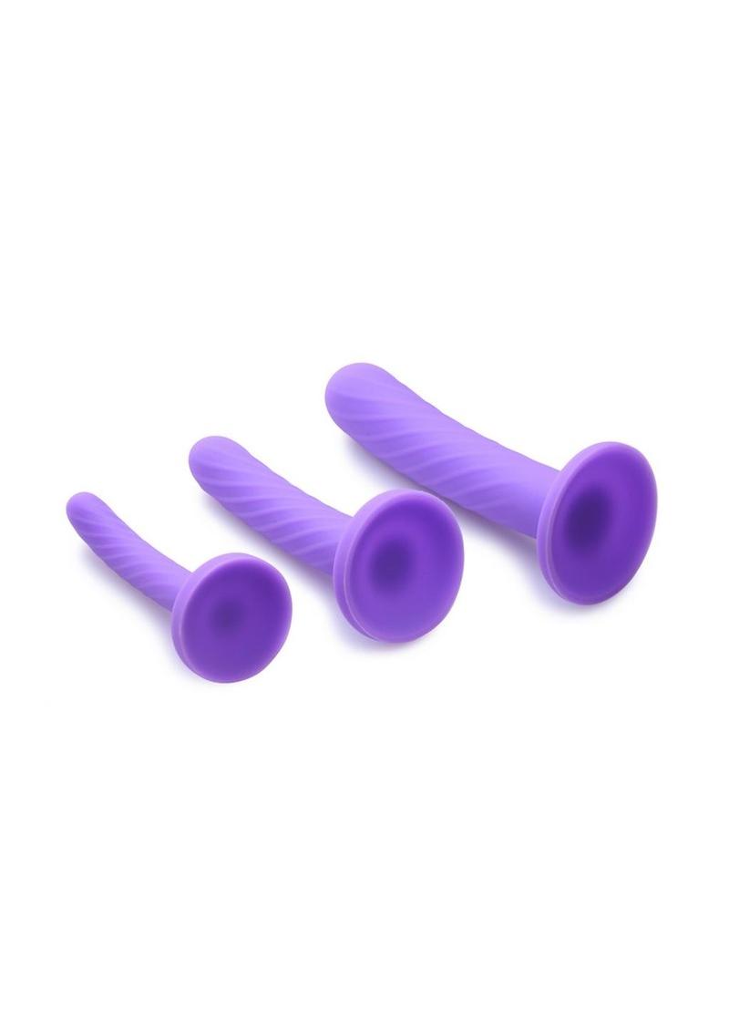 Strap U Tri-Play 3 Piece Silicone Dildo Set With Harness Compatible