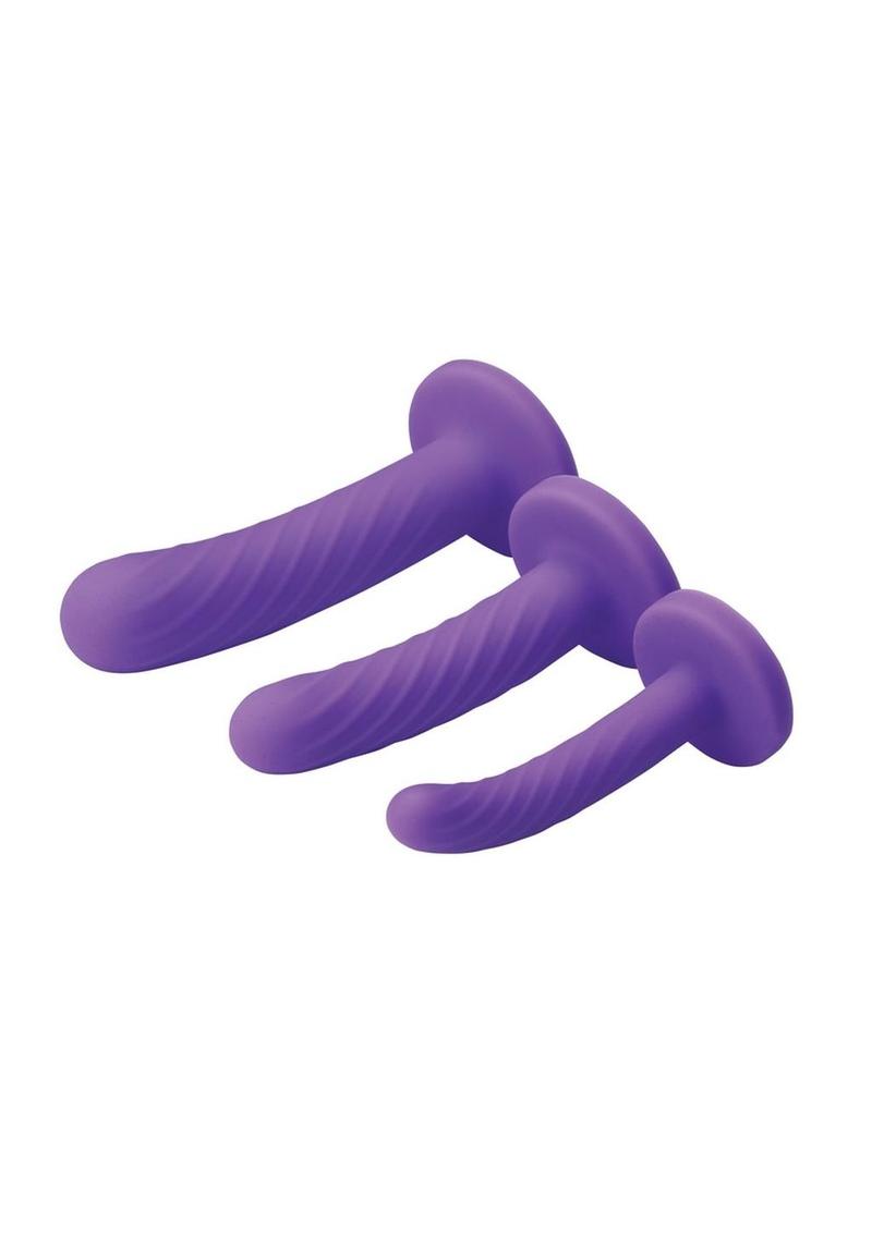 Strap U Tri-Play 3 Piece Silicone Dildo Set With Harness Compatible