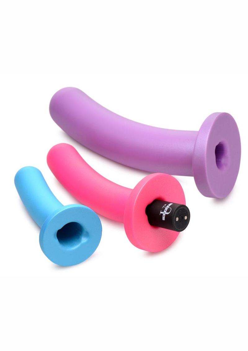 Strap U Triple Peg Rechargeable Silicone Dildo with Remote Control