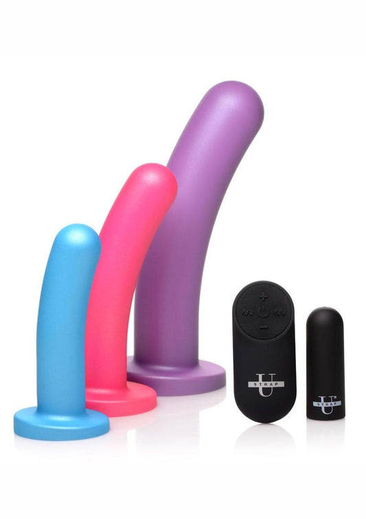 Strap U Triple Peg Rechargeable Silicone Dildo with Remote Control