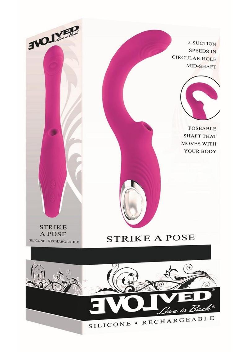 Evolved Strike A Pose Rechargeable Poseable Shaft Vibrator with Suction