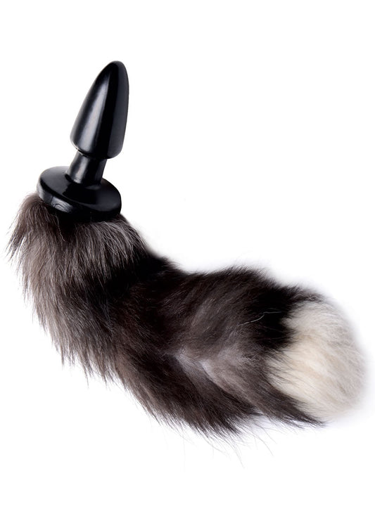Tailz Grey Fox Tail Anal Plug Realistic Faux Fur Animal Play