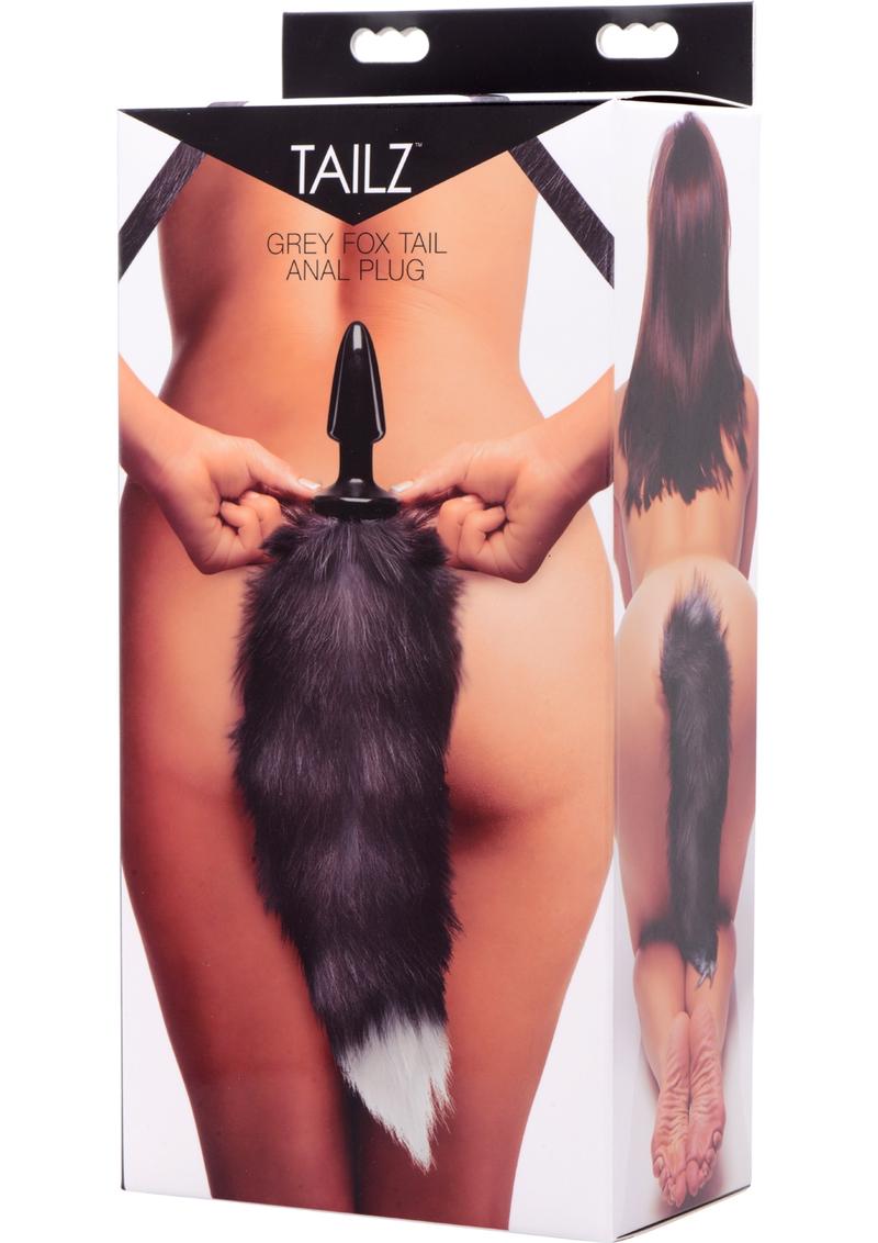 Tailz Grey Fox Tail Anal Plug Realistic Faux Fur Animal Play