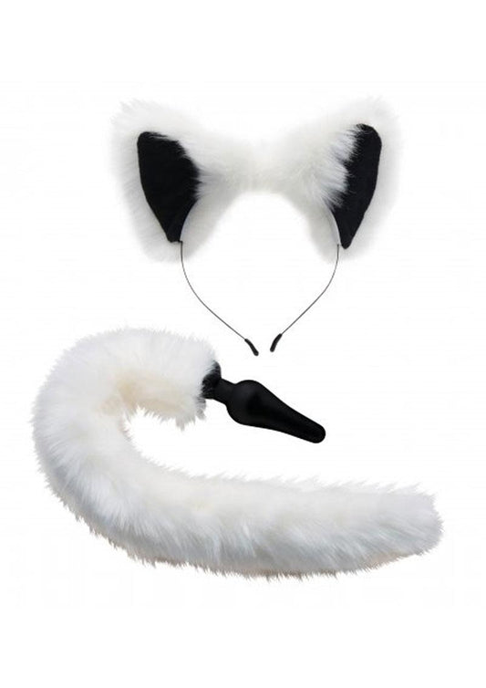 Tailz White Fox Tail Anal Plug And Ears Set Seductive Roleplay Fantasy