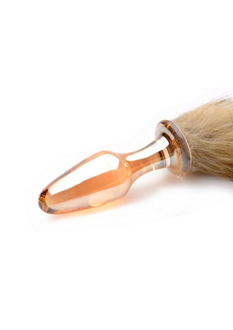 Tailz Fox Tail Anal Plug Orange Glass Plug Realistic Faux Fur Tail