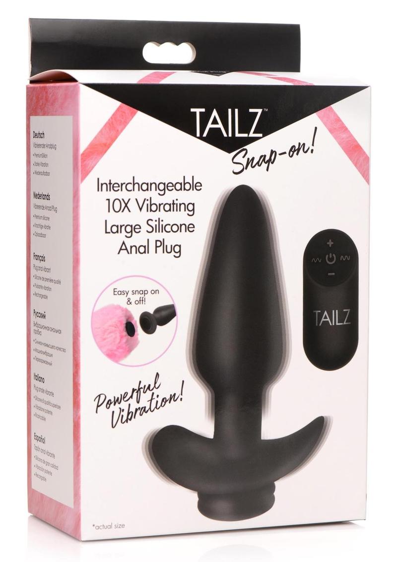Tailz Snap-On 10X Vibrating Large Silicone Anal Plug with Remote