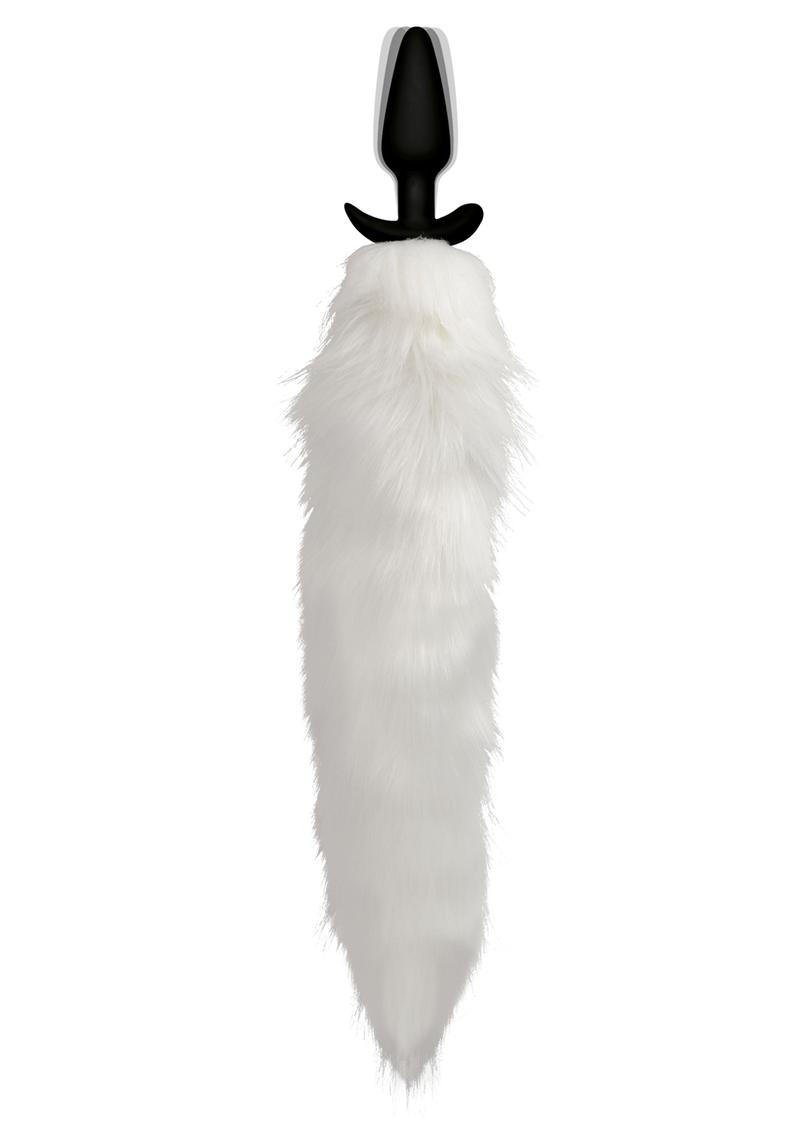 Tailz Vibrating White Fox Tail Slender Anal Plug with Remote