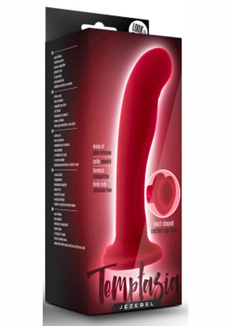 Temptasia Jezebel Silicone Dildo 6in Crimson with Curved Tip