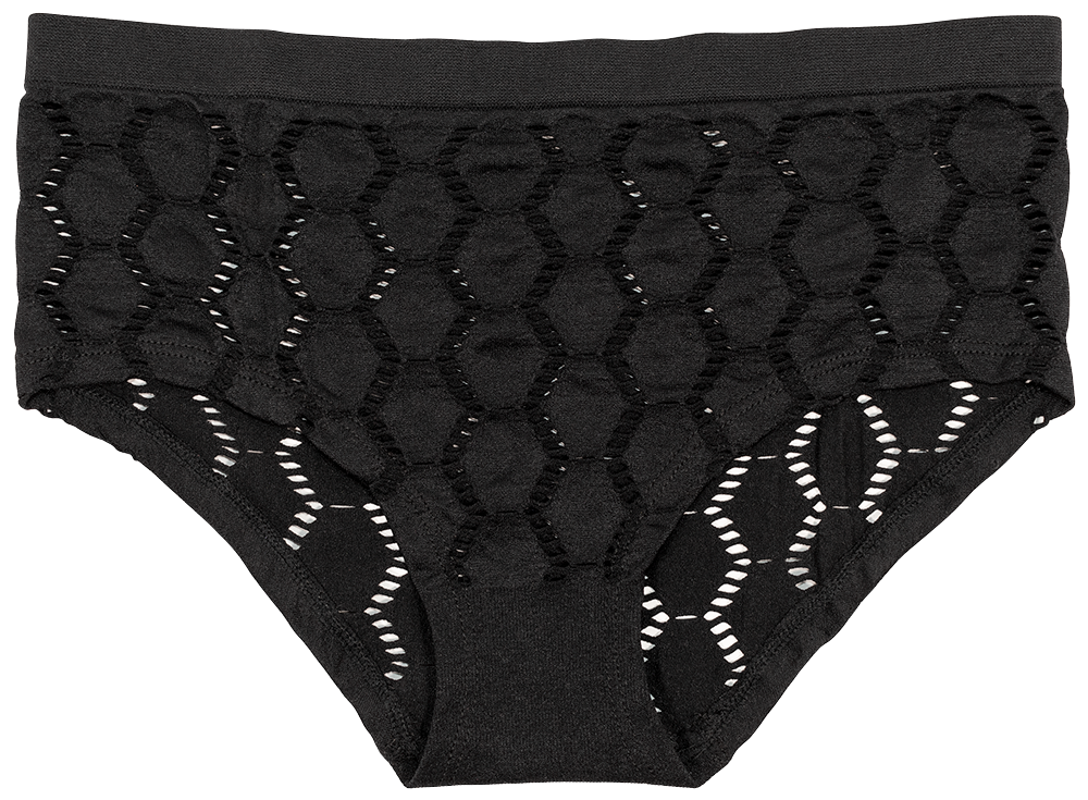 Peek-A-Boo Jacquard Seamless Boyshort in Black or Peach
