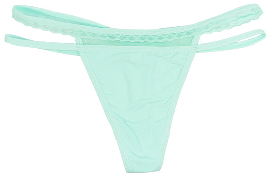 Strappy Thong with Mesh and Lace Detail