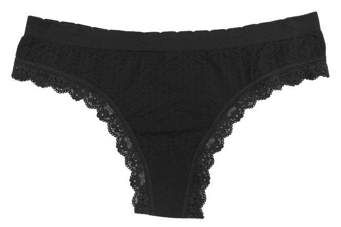 Scalloped Dot and Lace Seamless Tag Free Thong