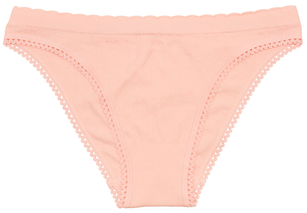 Seamless Textured Bikini with Picot Trim