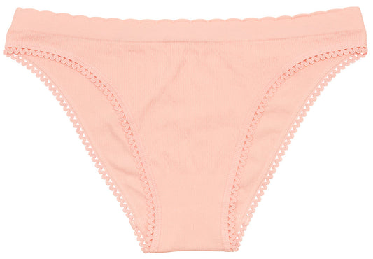 Seamless Textured Bikini with Picot Trim