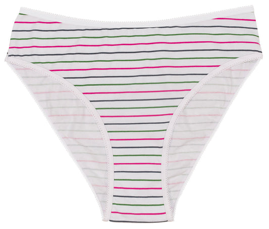 Printed Cotton High Waist Bikini with Picot Trim