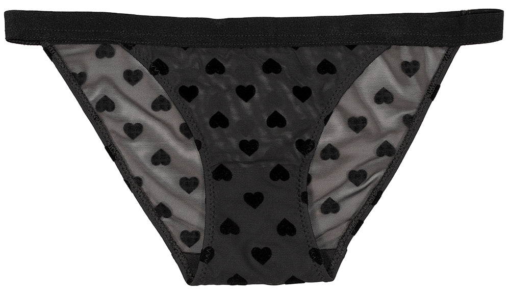 Heart Mesh Cheeky with Elastic Waist In Black