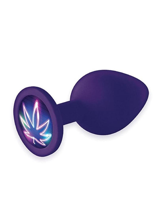 Booty Talk Silicone Butt Plug with Neon Leaf Design