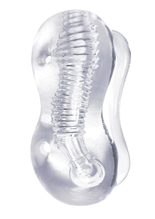Clear Stroke Twister Masturbator Clear with Handle and Finger Grips