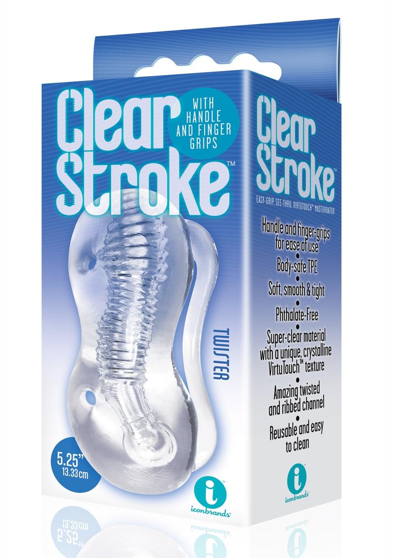 Clear Stroke Twister Masturbator Clear with Handle and Finger Grips