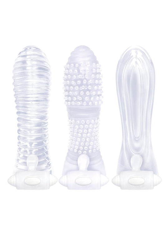 Vibrating Sextenders 3-Pack Ribbed - Nubbed and Contoured Sleeves