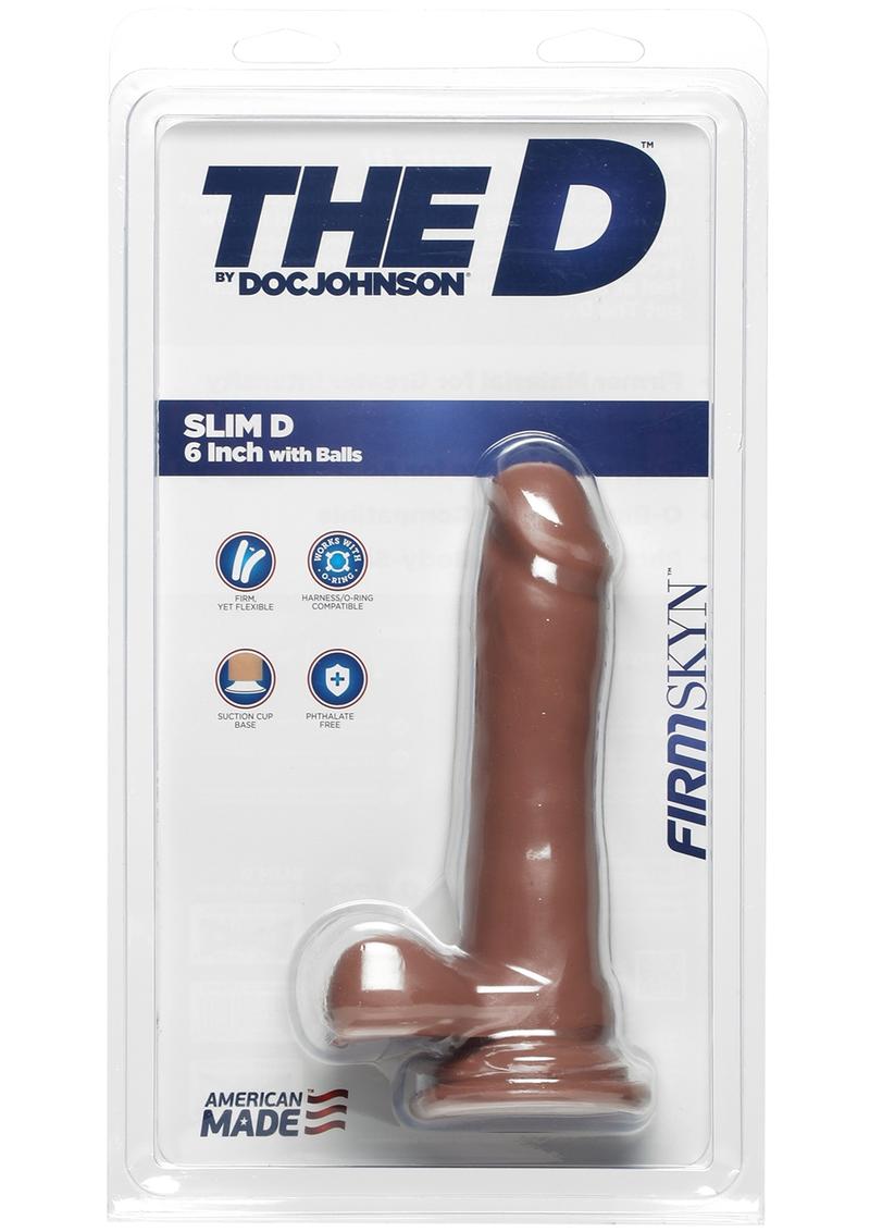 The D Slim D FirmSkyn 6 Inch Dildo with Balls Caramel