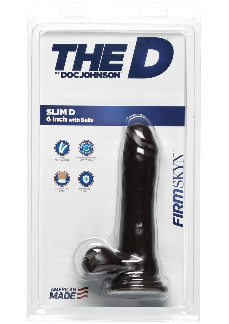 The D Slim D FirmSkyn 6 Inch Dildo with Balls Caramel