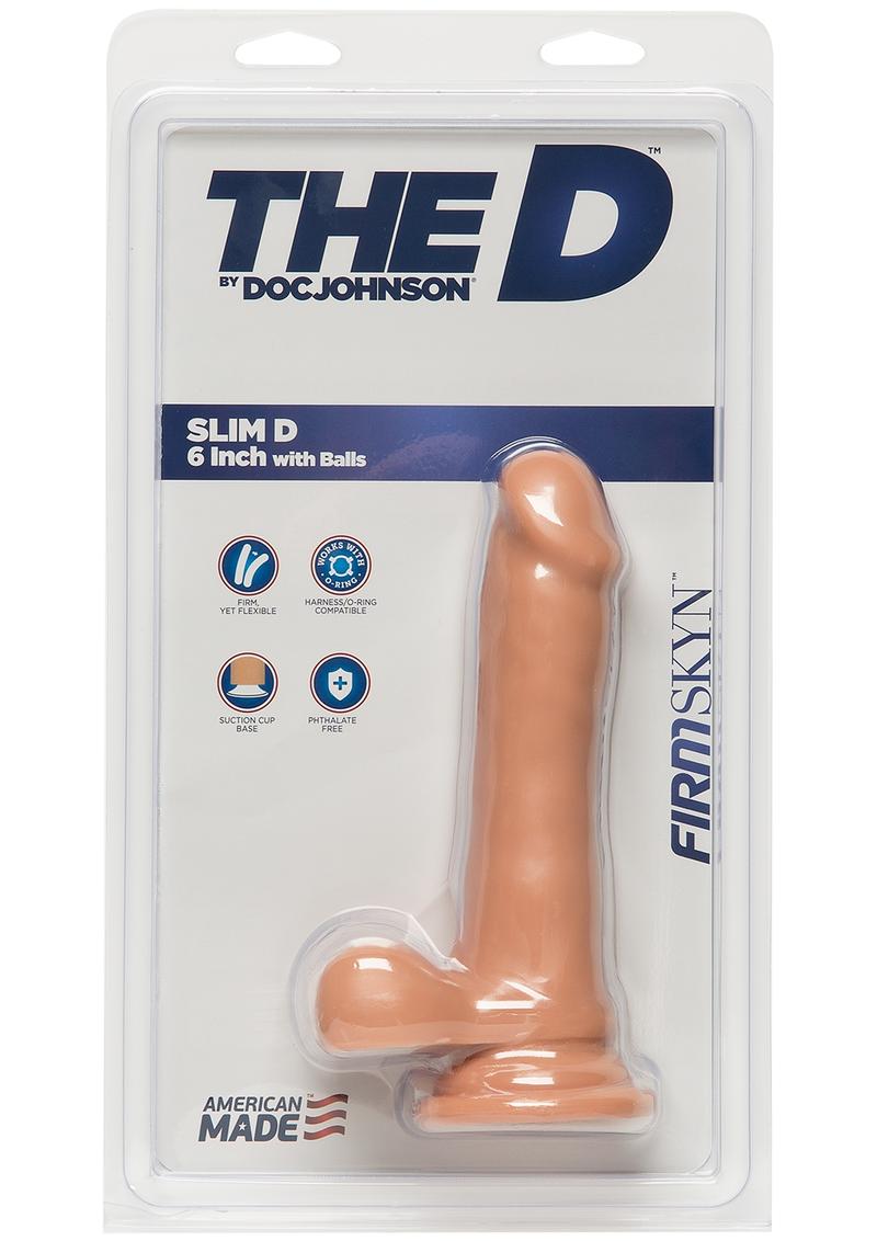 The D Slim D FirmSkyn 6 Inch Dildo with Balls Caramel