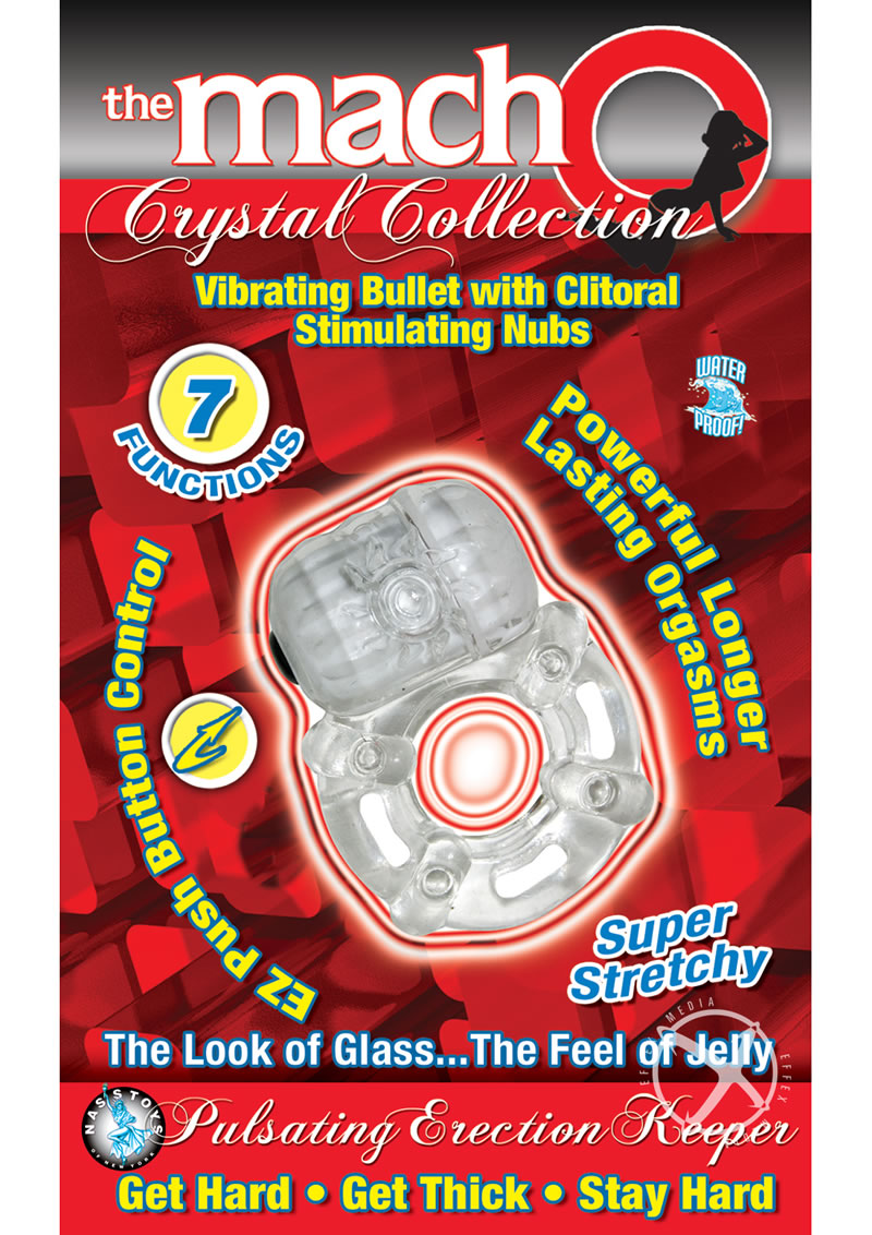 The Macho Crystal Collection Pulsating Erection Vibrating Cock Ring