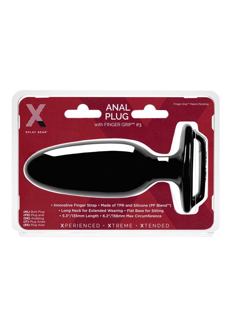 XPlay Gear Finger Grip Anal Plug #3L Long Neck Flat Base