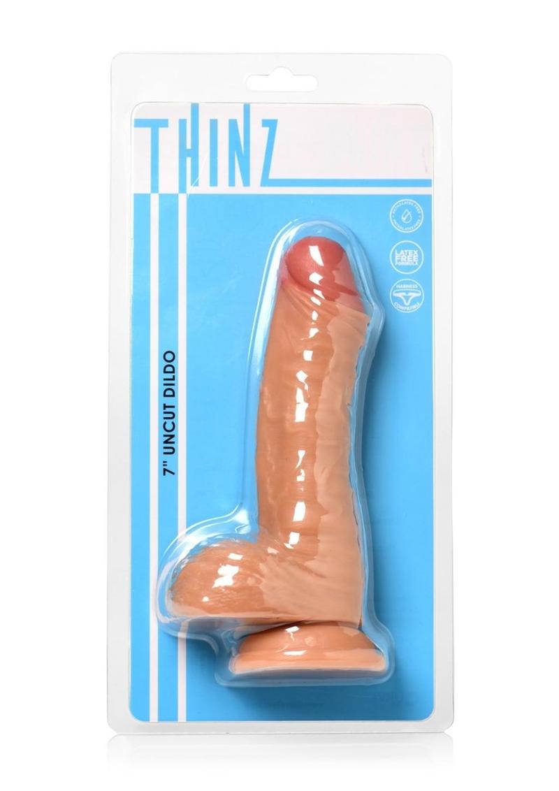 Thinz 7" Uncut Dildo with Balls Realistic Vanilla Dildo
