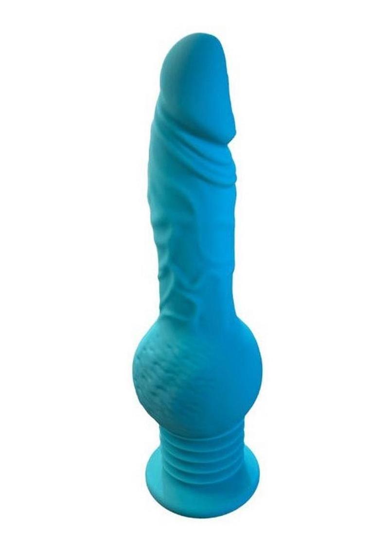 Throb Teal Thrusting Dildo With Dynamic Balls And Suction Base