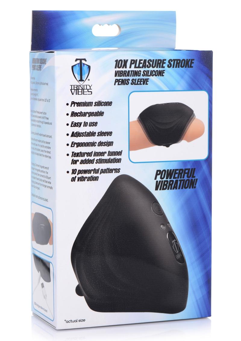 Trinity Vibes 10X Pleasure Stroke Vibrating Silicone Penis Sleeve