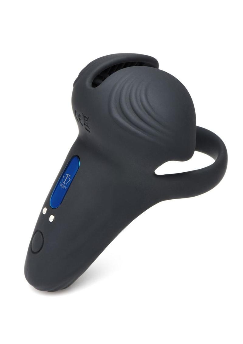 Trinity Men 10X Silicone Cock Ball Ring with Taint Stim And Remote Control