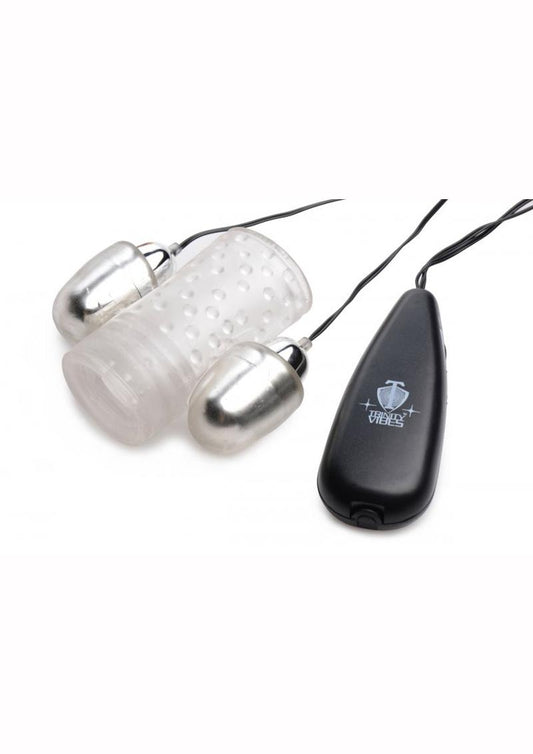 Trinity Vibes Dual Vibrating Penis Sheath with Wired Remote Control