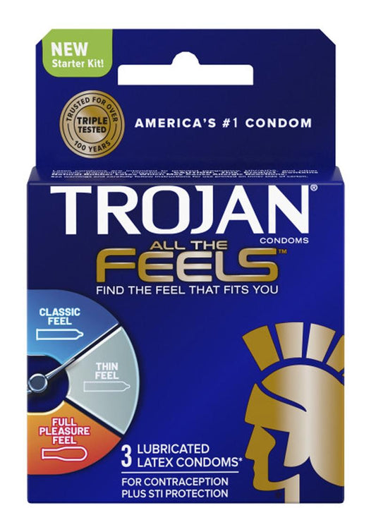 Trojan All the Feels Lubricated Latex Condoms 3-Pack Classic