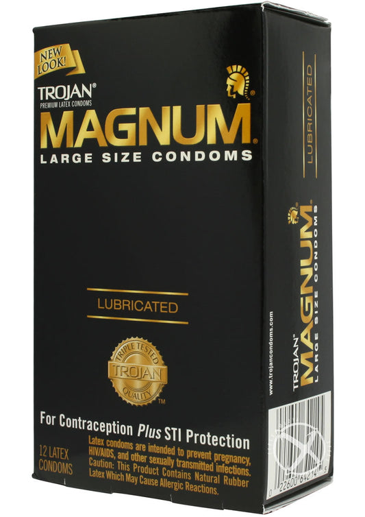 Trojan Magnum Large Size Lubricated Condoms - 12 Pack