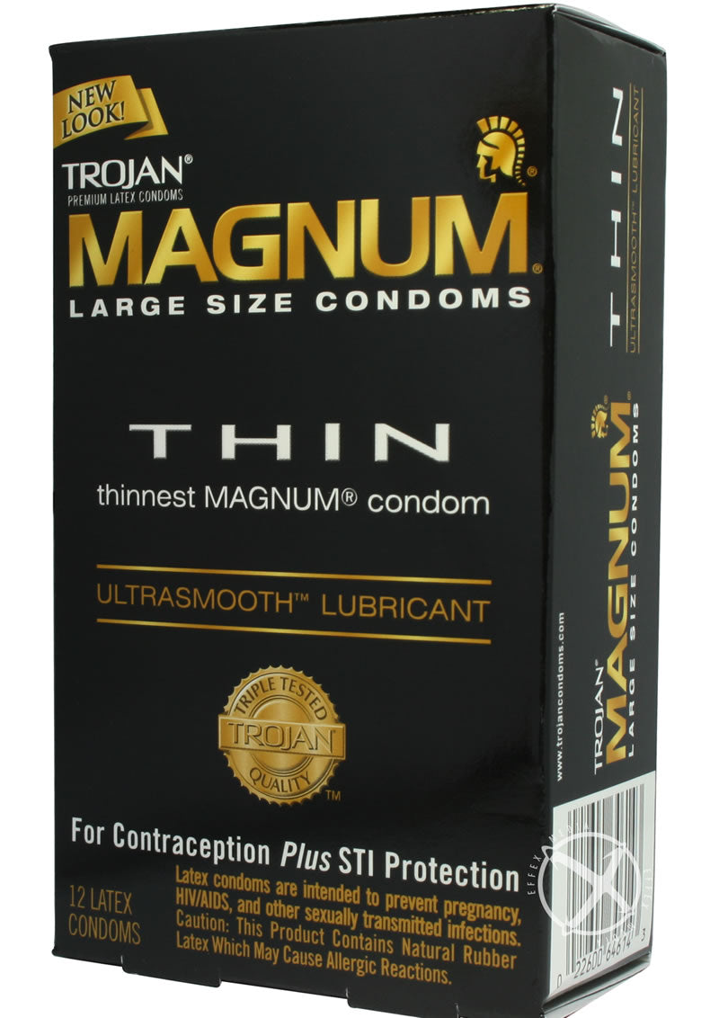 Trojan Magnum Thin Large Size Condoms with Ultrasmooth Lubricant