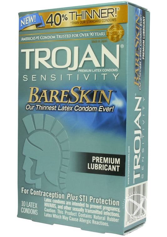 Trojan Sensitivity BareSkin Lubricated Latex Condoms - 10 Pack
