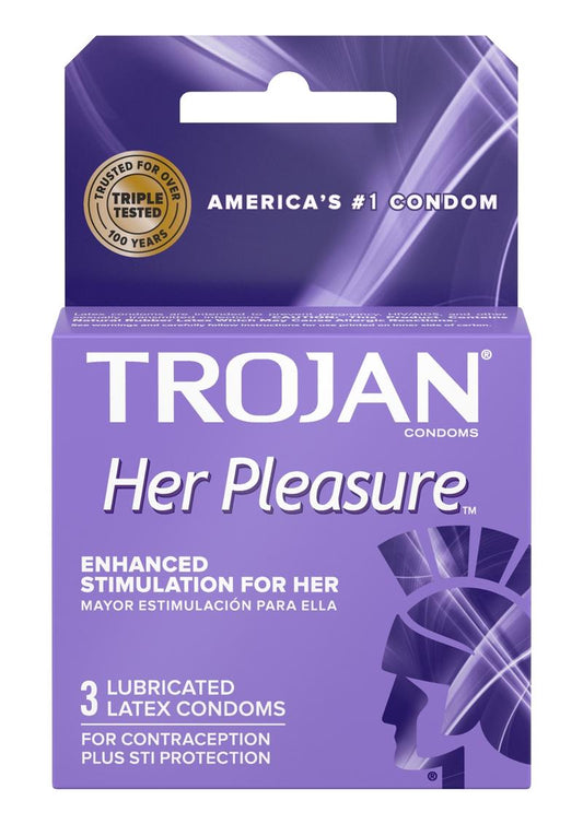 Trojan Her Pleasure Sensations Lubricated Latex Condoms - 3 Pack
