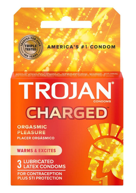 Trojan Charged Orgasmic Pleasure Condoms 3 Pack
