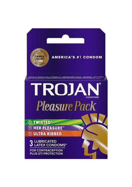 Trojan Pleasure Pack Lubricated Latex Textured Condoms - 3 Pack
